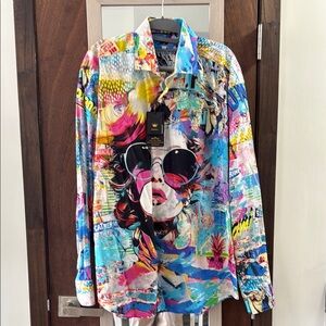 Vibrant Graphic Men's Shirt Jacket